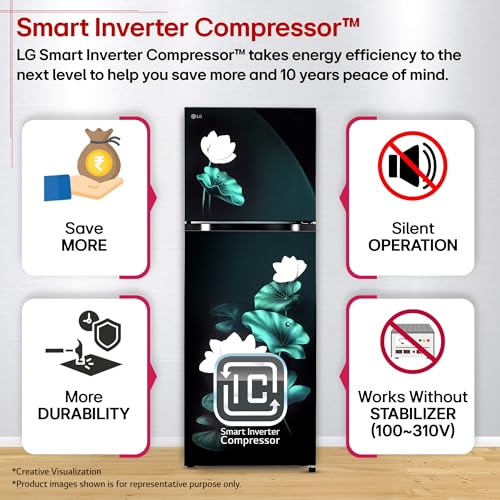 Image of LG 251 L, 2 Star, Frost-Free Smart Inverter Double Door Convertible Refrigerator (GLT2526XWEL, Emerald Lotus, Smart & Dairy Mode, Express Freeze & Convertible Space for More Storage, 2026 Model)