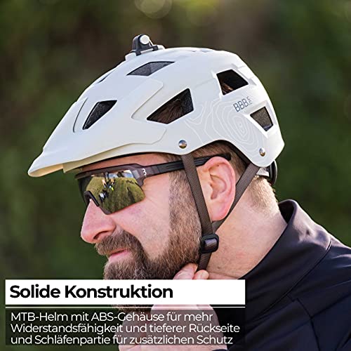 BBB Cycling Fahrradhelm Großen Visier und KameraHalterung Helm MTB, Matt Off Weiß, BHE-54, M (54-58cm) – Ansicht 3