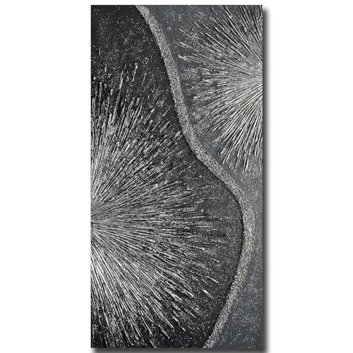 Yotree Paintings, 24x48 Inch Wall Art Oil Hand Painting 3D Hand-Painted On Canvas Abstract Artwork Black Art Wood Inside Framed Hanging Wall Decoration Abstract Painting