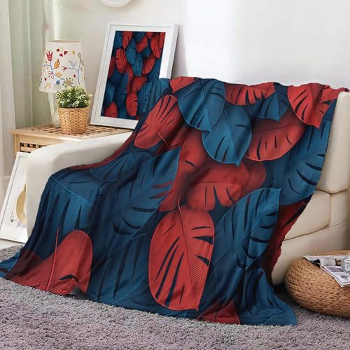 JSCWDET Plantas Y Hojas Mantas para Sofa Franela 70×100 Cm, Manta para Cama Invierno Ultra Suave Polar, Manta Sofa Pelo Largo Texturas Naturales para Sofá, Cama O Sala De Estar