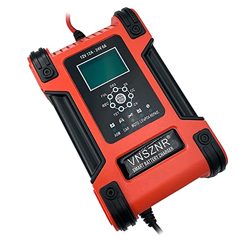 Lifepo4 Charger Motorcycle Battery Charger 12V 12A/24V 6A Automatic Smart Trickle Charge Pulse Repair Charger For Lifepo4,Agm,Lead-Acid Batteries,Atvs/Golf Cart/Lawn Mower/Rv/Boat/Suv #TOP2