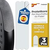 Palbea Protezione Racchetta Padel Trasparente - Confezioni da 3 - Paracolpi Racchetta Padel Ruvido e Leggero. Protector Resistente e Facile da sostituire. Accessori Protezione Padel 35x370mm