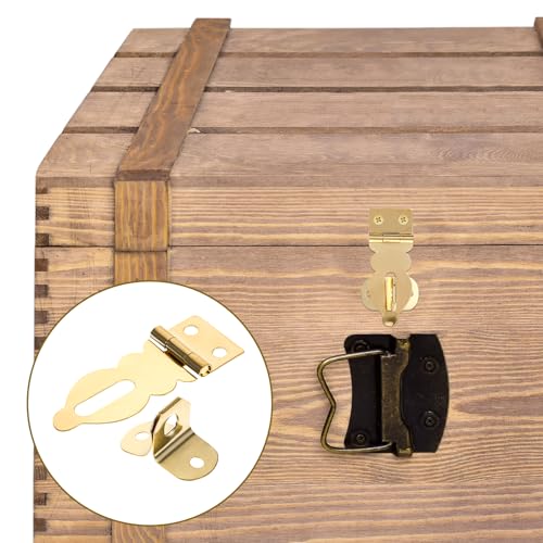 Image of Brass Solid Padlock Hasp 10 Pcs Mini Swing Arm Clasp Vintage Hasp Gold Decorative Hasp with 40 Screws for Wooden Box Jewelry Box Gift Case