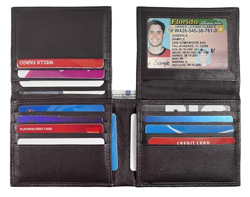 Bullz RFID Signal Blocking Protection Leather Credit Card Holder Mens Wallet (Brown)