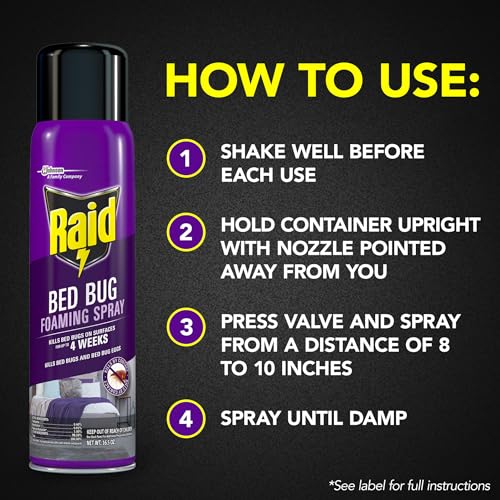 Image of Raid Bed Bug Foaming Spray, Indoor Insecticide Kills Bed Bugs & Eggs, 16.5 oz