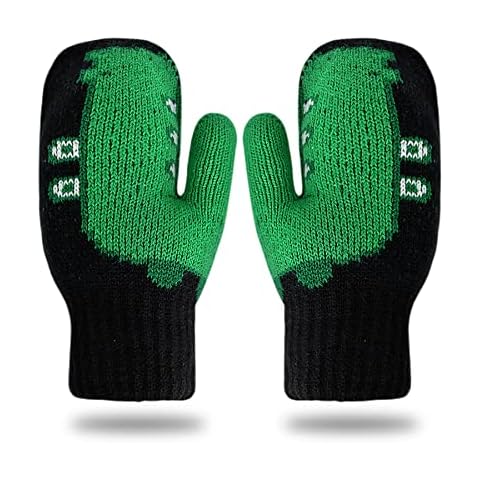DOBAE Children's Gloves - Kids Mittens, Kids Winter Gloves for Boys with Fleece Lining Soft Warm Knit Cartoon Dinosaur Mittens(GD-Black) Cover