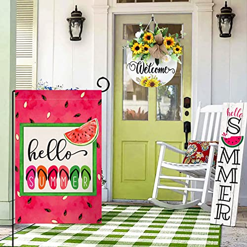 Summer Watermelon Garden Flag 12X18 Vertical Double Sided Colorful Slippers Holiday Outside Decorations Burlap Yard Flag Bw334 #TOP3