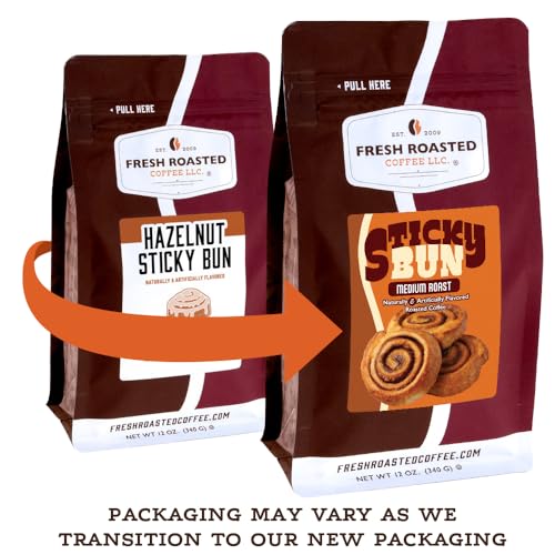 Image of Fresh Roasted Coffee, Sticky Bun Flavored Drip Ground Coffee, Medium Roast, Kosher, 12 oz