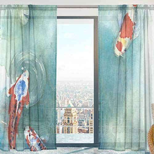 Mnsruu Rideaux en voile transparent, licornes avec arcs-en-ciel