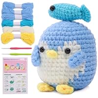 WHENZOO Crochet Animal Kit - Cute Penguin Crochet Starter Kit for Adults and Kids, DIY Knitting Kit, Starter Pack for Beginners, Adults, Kids Step-by-Step Instructions and Video Tutorials