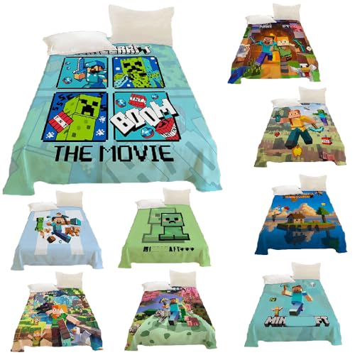 子供敷きシーツ マインクラフト グッズ かわいい おもしろ 男の子 女の子 120x220 150x220 170x230 200x230 ベッドシーツ 綿100% 柔らかい 洗える 素肌にやさしい オールシーズン (グリーン,120x220)
