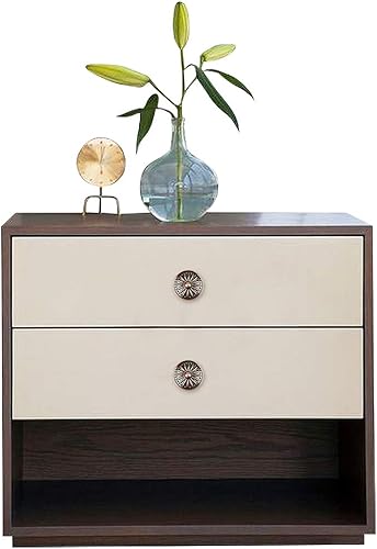 Miniatura 4 de Perillas de gabinete antiguas con diseño floral rojo mate y herrajes para cajones y puertas, redondas, estilo vintage, tiradores de 1.378in de