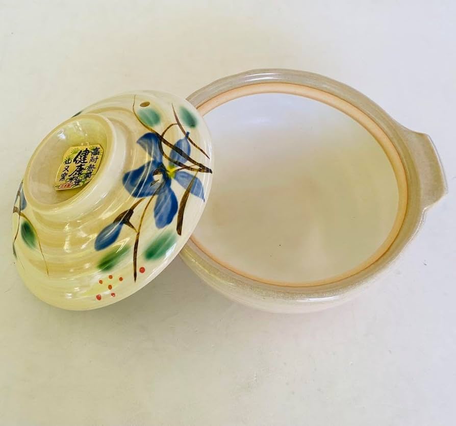 Amazon | 6号 土鍋 伊賀焼 1人用 古風 陶器 桔梗柄 山又窯 | ノー Amazon | 6号 土鍋 伊賀焼 1人用 古風 陶器 桔梗柄 山又窯 | ノー