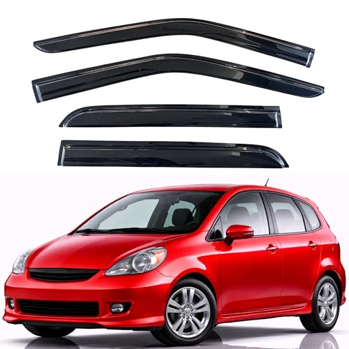 Image of KPY Rain Guards Fit for 2007-2008 Honda Fit, Out-Channel Window Visors Vent Wind Deflectors 4PC, Car Accessories for 07-08 Honda Fit