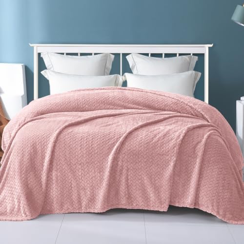 Image of Exclusivo Mezcla Soft Fleece Bed Blanket King Size, 90 inchx104 inch, Pink