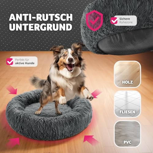 tectake® Hundebett für kleine, mittelgroße oder Grosse Hunde oder Katzenbett, Boden Hundekissen waschbar, Hundekorb flauschig, Plüsch Kissen Hundekörbchen, Hundeliege Outdoor, Hundezubehör (Ø 60cm)
