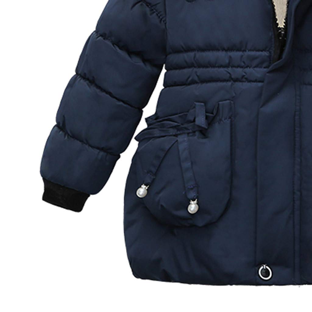 Baby Girls Hooded Winter Warm jacket Fleece Lined Fur Collar Coat Newborn Infant Girl Snowsuit Outerwear Blue 18-24 Months