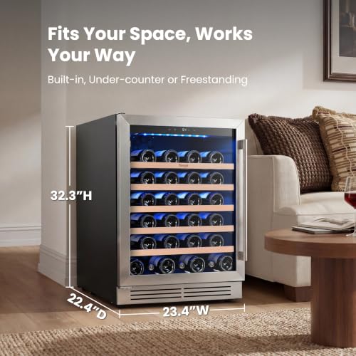 Image of Yeego 24 Inch Wine Fridge with 52 Bottle, Left-Hinged