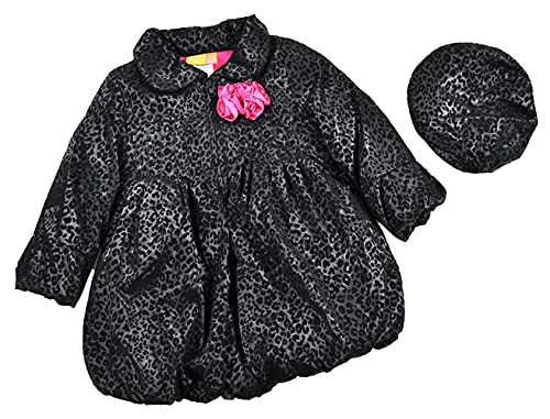 Little Girls' Black Animal Print Jacket Coat W/Hat