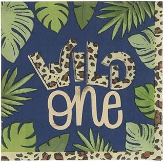 Wild One Safari Paper Small Dessert Napkins Birthday Party Kids Party Supplies 25 Count
