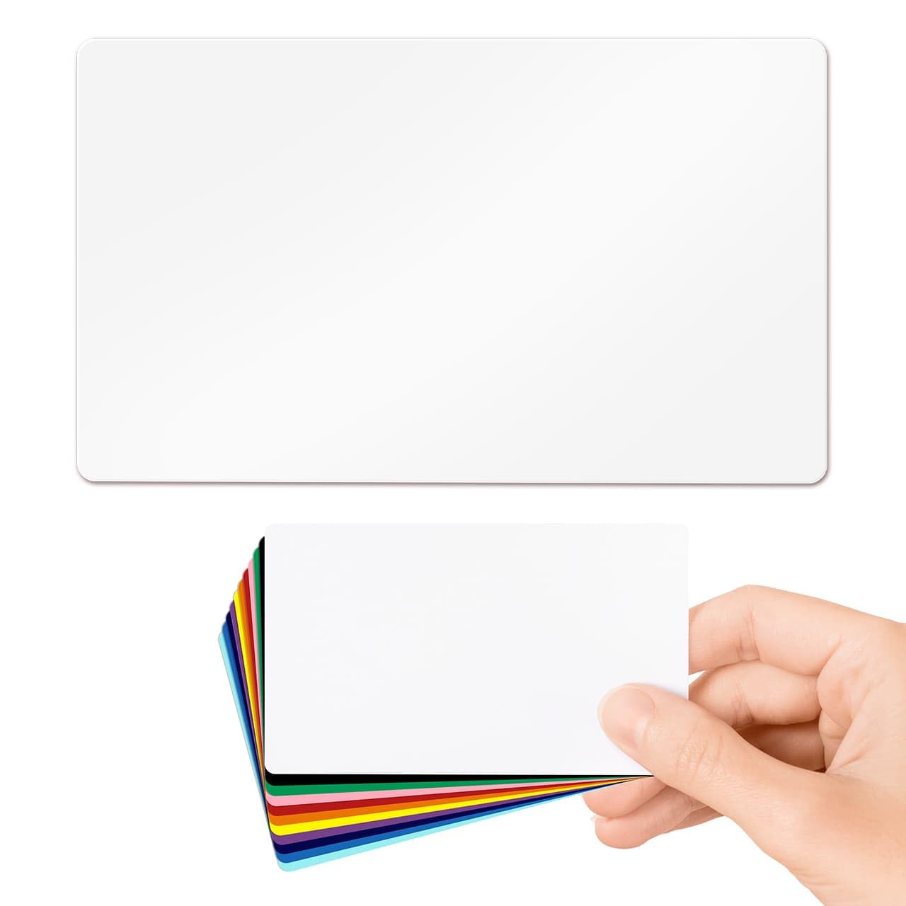 White Blank PVC Cards Plastic - Pack of 100 by CKB LTD 760 Micron Standard CR80 ID Credit Card Size 86 x 54mm - Printable Ideal for overprinting in Any Desktop ID Card Printers (White Gloss)