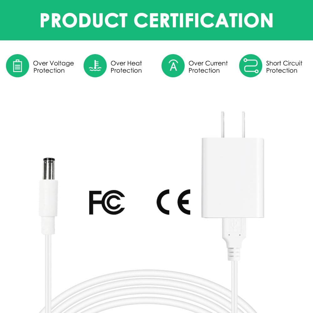 Mrgru Cargador y cable de repuesto de 5 V para Bitvae Electric Toothrush compatible con D2/R1/R2/S2, C2/C5/C6 Water Dental Flosser USB Cable de carga Fuente de alimentación