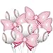 Wdecorm 8Pack Gender Reveal Party Balloons, 4Pcs Pink Bow Foil Balloons 4Pcs Foil Baseball Balloons for Baseball or Bows Gender Reveal Party Decorations Supplies