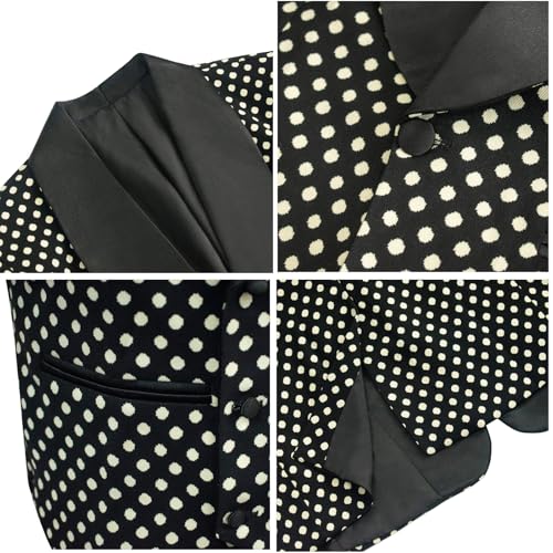 Men's Formal 3 Pieces Polka Dots Slim Fit Shawl Lapel One Button Tuxedo Jacket Blazer Pants for Wedding Grooms Prom3