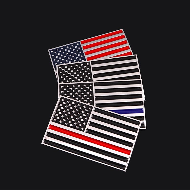 Image of 3D Black American Flag Metal Car Sticker, 3.15 inch x 2 inch USA Flag Decal, Zinc Alloy Emblem for Truck, Car, Vehicles, Motocycle, Boat (Black - Pair)