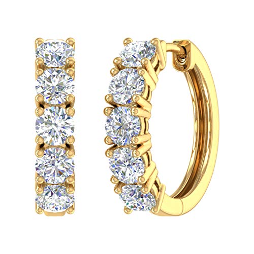 2 to 3 1/10 Carat Diamond Hoop Earrings in 14K Gold - IGI Certified