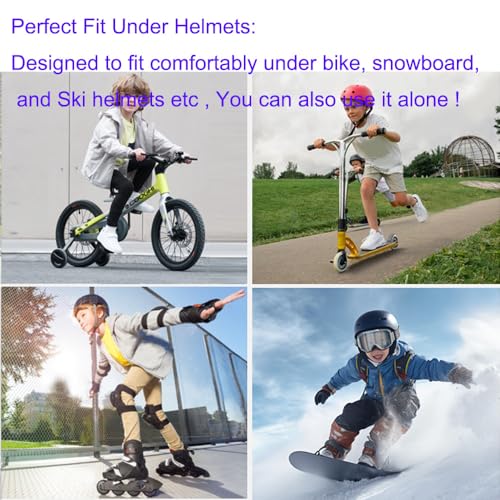 Kids Winter Skull Cap Helmet Liner Beanie – Thermal Cycling Cap, Warm Hat for Cold Weather, Perfect for Bike, Ski, and Snowboard Helmets Black4