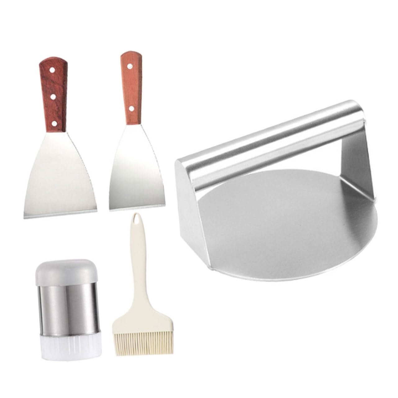 Mikinona Spatola Per Barbecue in Acciaio Inossidabile Pressa Per Carne Da Barbecue Utensili Per Grigliate All Aperto e Bottiglia Condimento Accessori Per