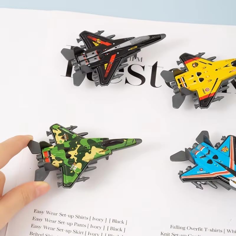 Image of Amitasha 6 Diecast Fighter Jets Pull Back Airplane Military Plane Toy Army Air Force Party Favors Kids Playset and Die-cast Metal Miniature Aircraft Model
