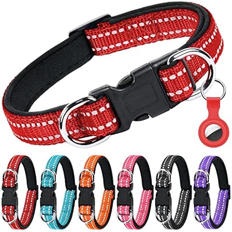 AUAUY Reflective Nylon Dog Collar with AirTag Case Cover