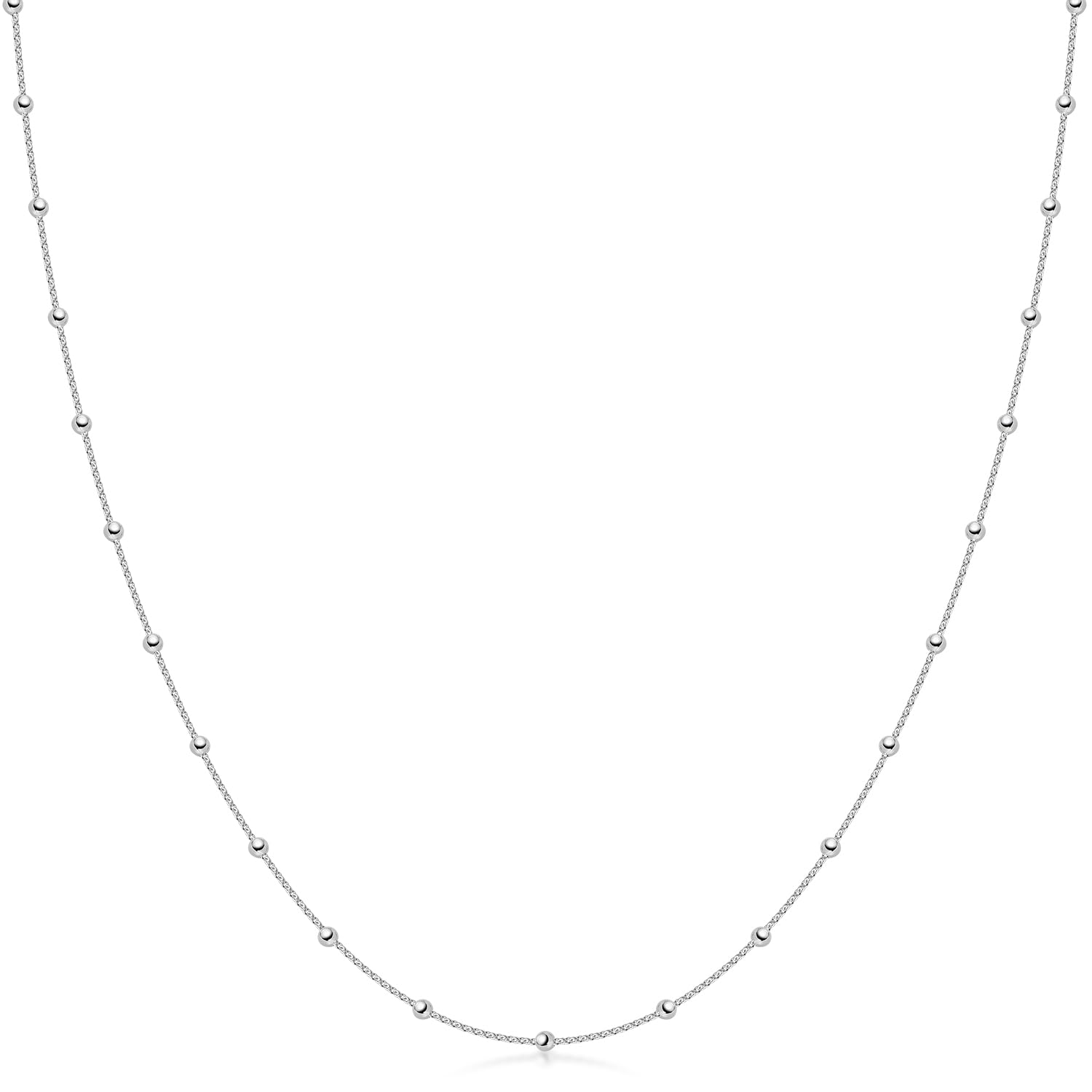 MATERIA, collana con piccole sfere, da donna, in argento 925, – catenina con sfere, per donne e ragazze, 1,3 mm, disponibile da 40, 45, 50, 55, 60, 70 cm