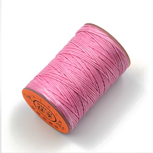 AngelaKerry 1 Roll Pink Leather Sewing Small Waxed Thread 0.8mm Polyester 60m Cord Stitching Leathercraft (1pcs SJ045 Colour)