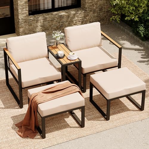 LAUSAINT HOME 5 Pieces Outdoor Conversation Set, Metal Patio...