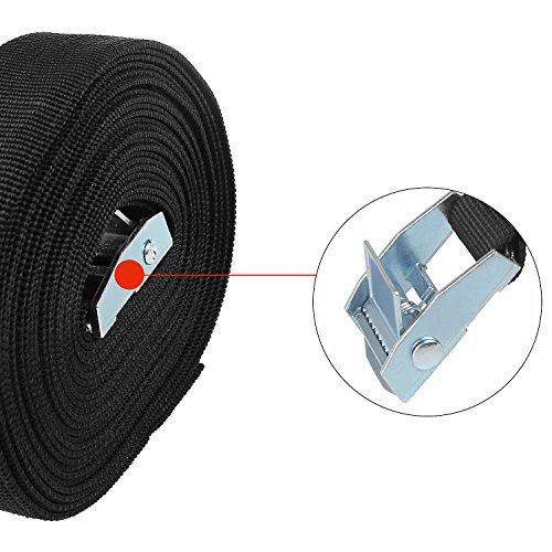 A+ Selected 25mm X 5m Zurrgurt Riemen - 6 Packung Anhänger Spanngurte Auto Dachgepäckträger mit Cam Verschluss - Schwarz… – Bild 6