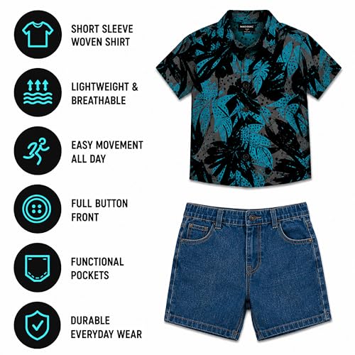 Image of Volcom Infant Toddler Boy Shorts Set - 2 Piece Short Sleeve Graphic Tees & Denim Shorts - Toddler Summer Clothes (12M-7)