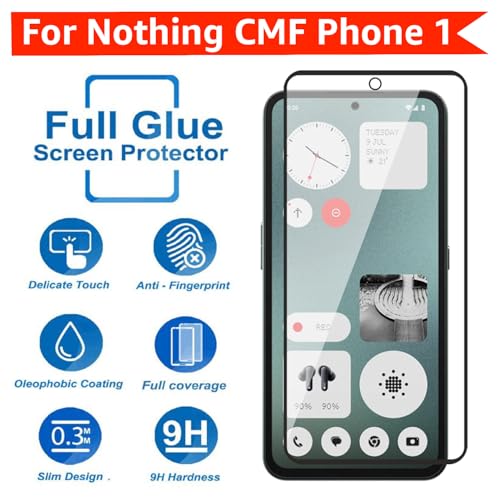 Image of POPIO Military-Grade Gorilla Tempered Glass for Nothing CMF Phone 1 (Black) 9H Hardness, Edge-to-Edge Full Coverage, Anti-Scratch, Bubble-Free, Ultra Clear HD Glass, Oleophobic Coating, Face ID Compatible