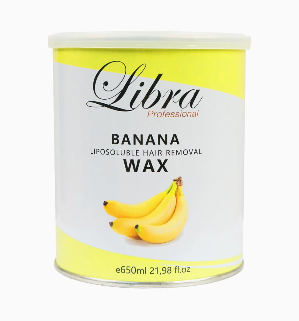 Libra Professional Liposoluble Banana Hair Removal Wax - Hot Wax for Sensitive Skin - Extra Smoothing for Men and Women - Body, Face, and Eyebrow Waxing -21.98 Oz Jar (1pcs)