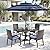 PHI VILLA 5 Piece Outdoor Dining Set with Umbrella, 37" Square Metal Dining Table & Cushioned Rattan Chairs with 10ft Blue Umbrella for Patio, Deck, Yard, Porch