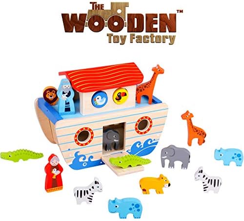 The Wooden Toy Factory - Noah's Ark Playset Wooden Shape Sorter - Educational Toy