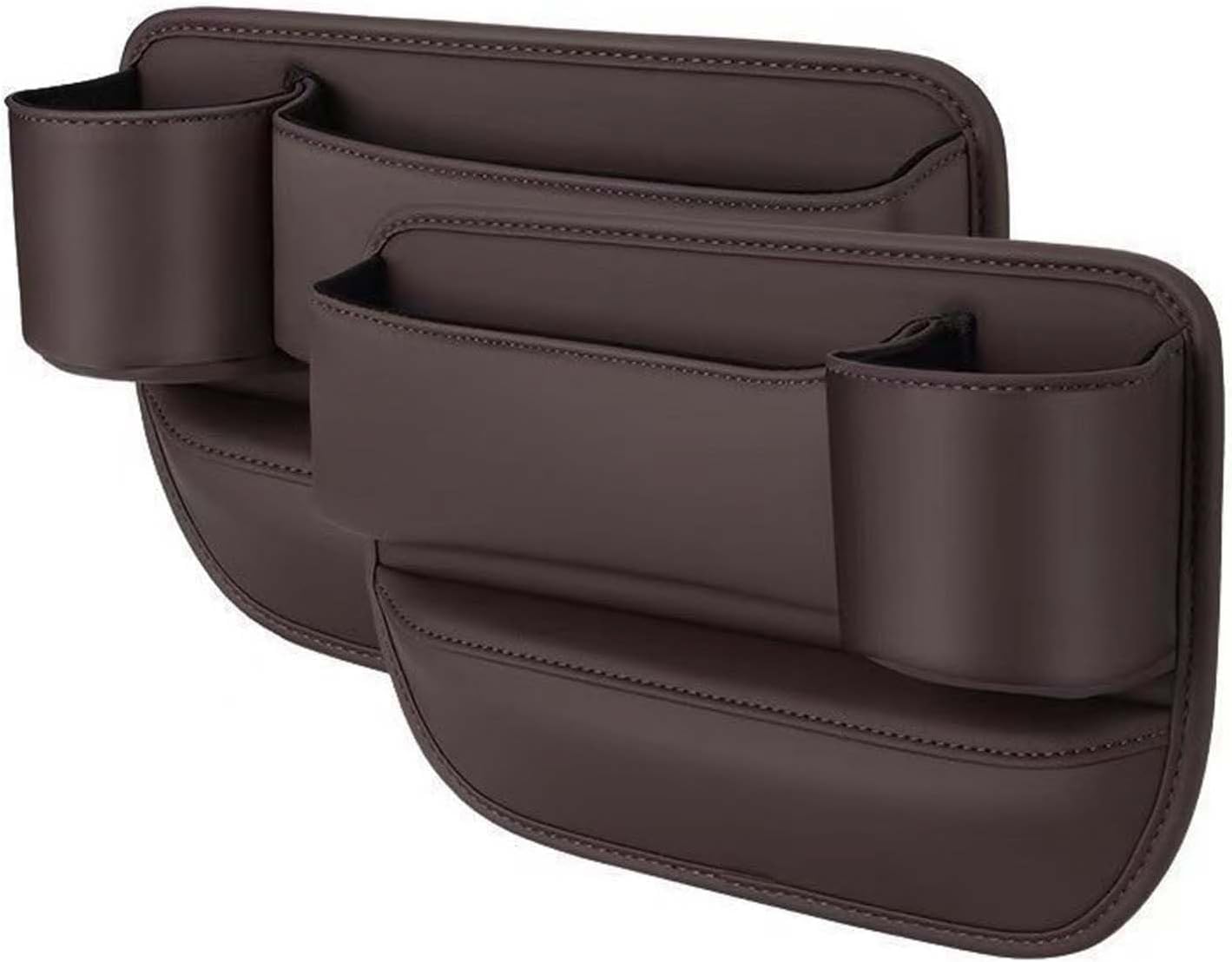 LANAZU Car Seat Gap Filler Organiser for Benz AMG GT C190 X290, Multi-Function Car Seat Gap Filler Organiser PU Leather Car Seat Gap Storage Box,Brown/B