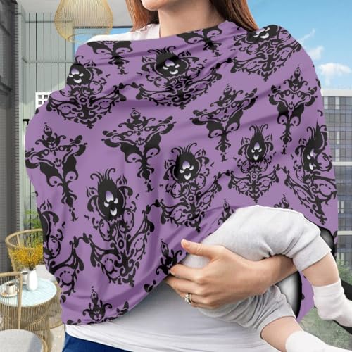 Image of Halloween Car Seat Cover Baby Girl Boy Nursing Canopy, Goth Purple