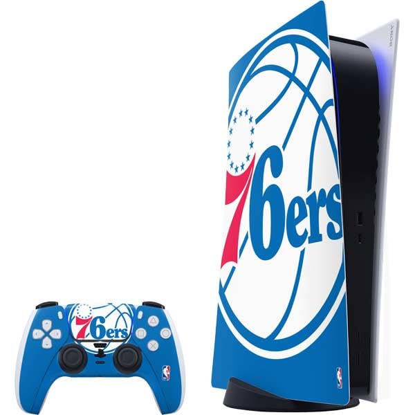 Skinit Decal Gaming Skin Compatible with PS5 Bundle - Officially Licensed NBA Philadelphia 76ers Large Logo Design