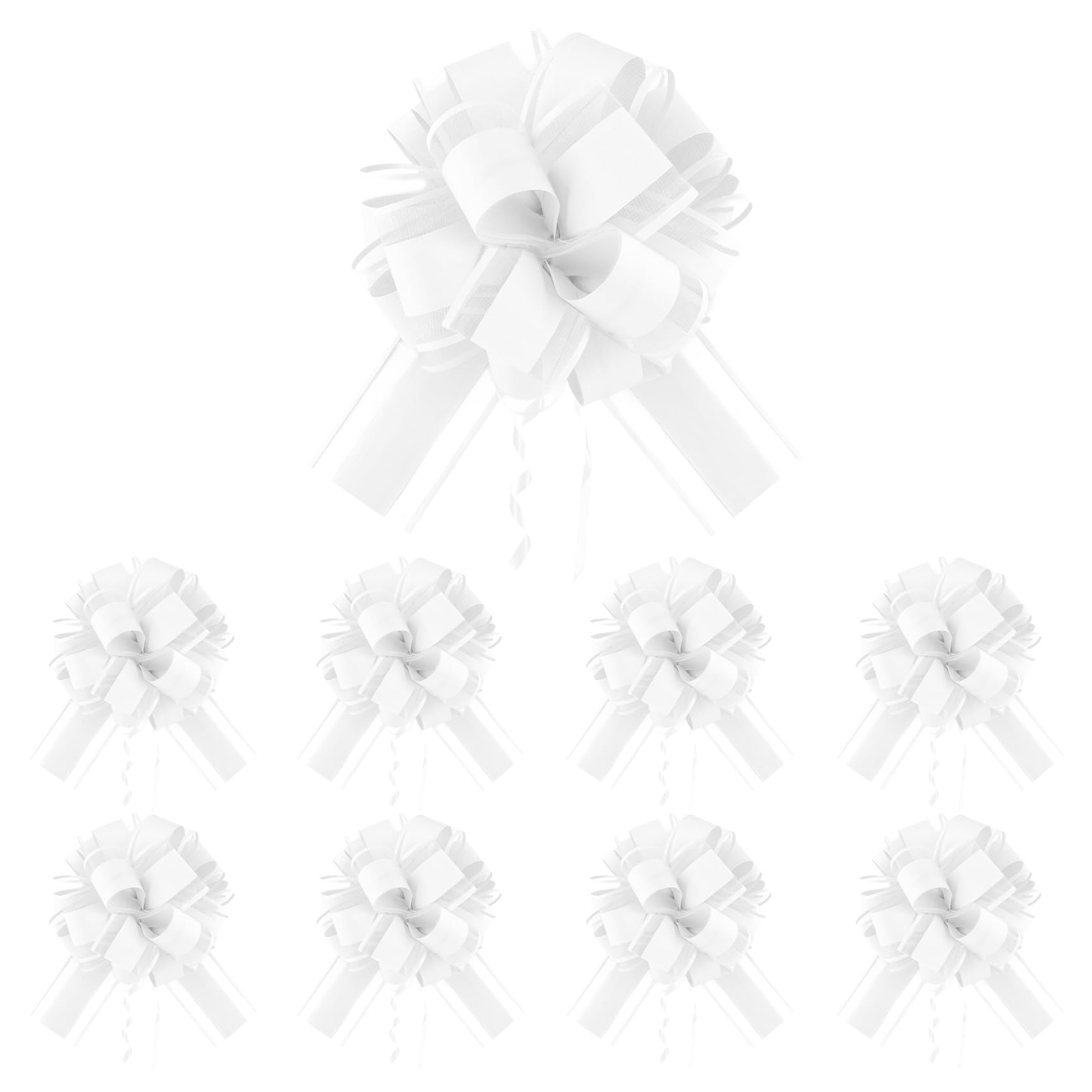 Grands Nœuds à Tirer Blancs 15cm Rubans Décoratifs pour Mariage Voiture Cadeaux