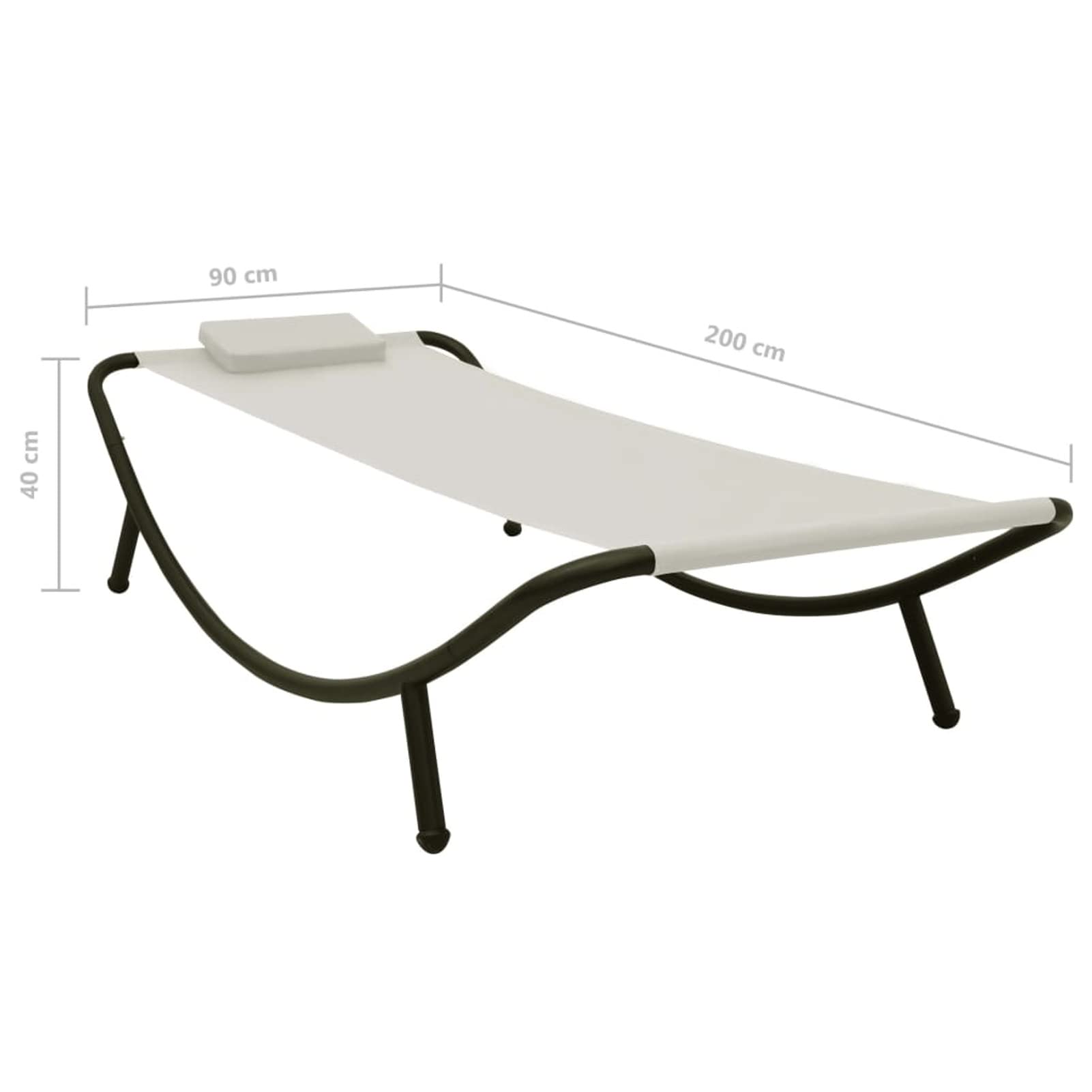Homgoday Lit de Jardin crème 200x90 cm Acier, Bain de Soleil de Jardin, Lit de Camping pour Plage, Extérieur, Balcon, Terrasse A