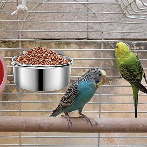 Vogelfutternäpfe, Futternapf für Vogelkäfig, 10/12/14 cm Durchmesser, Edelstahl Vogelnapf, Futter Schüssel zum Aufhängen für Vogel, Tier, klein, Hund
