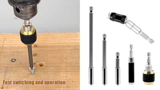 Image of Drill Bit Holder Extension 6Pc Flexible Magnetic Swiveling Bit Tip Holder Bar Set Chuck Adapter Extender Pivot Impact Driver Screw Pivoting Screwdriver Release Rotary Extender for Tight Space Corner